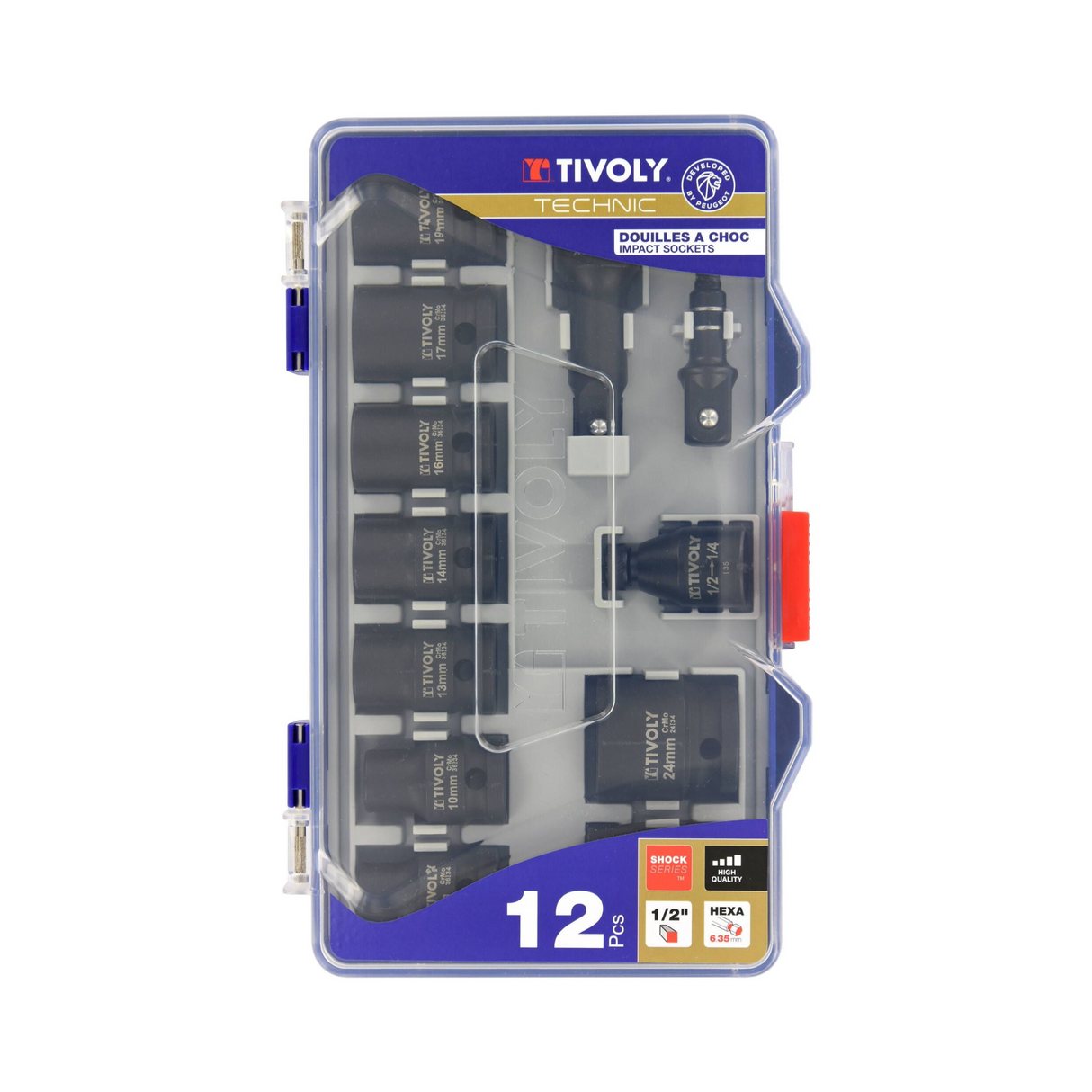 Set chei tubulare de impact 1/2" Tivoly - 12 piese