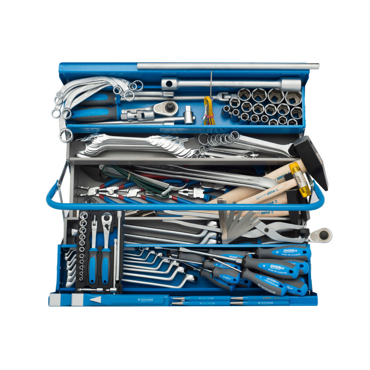Trusa de scule Unior in cutie de tabla - 136 piese