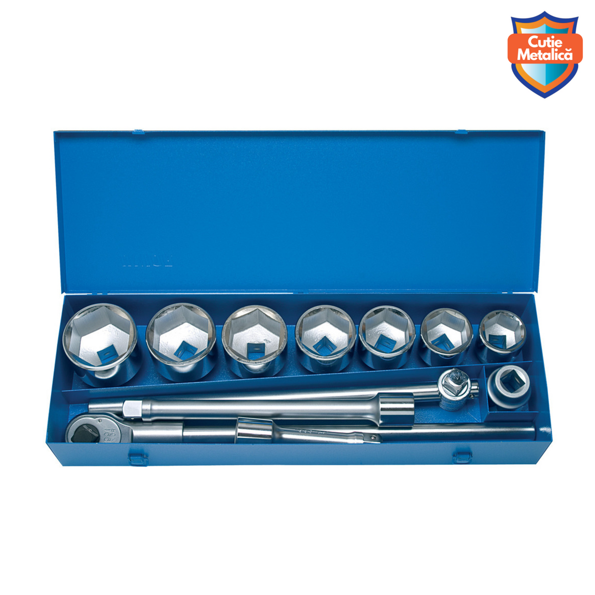 Set chei tubulare 1" + antrenor clichet si accesorii Unior - 12 piese