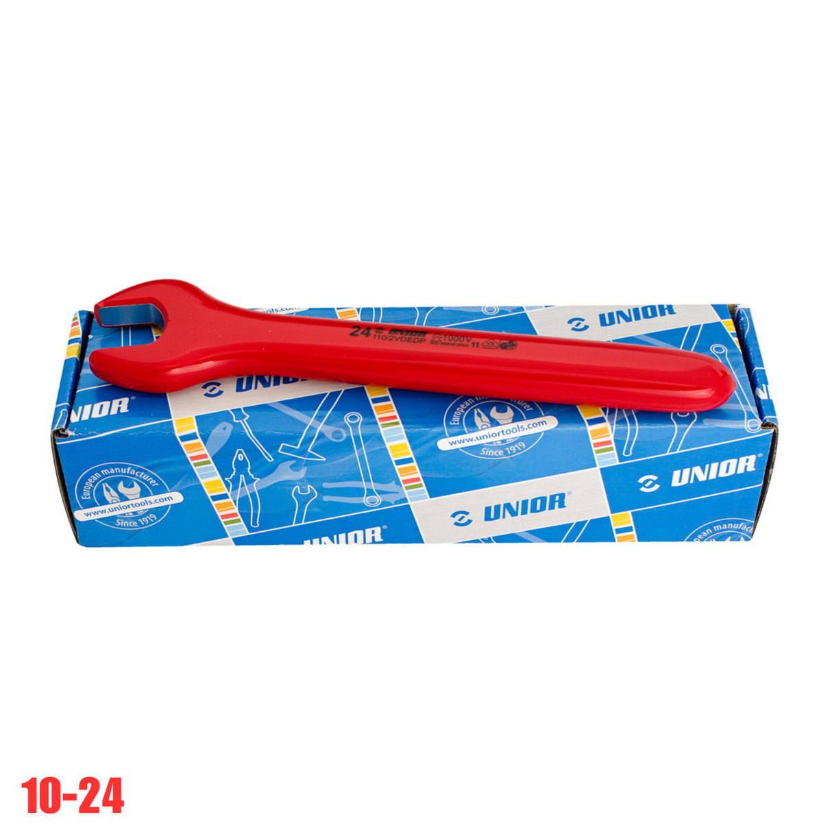 Set of 10 Unior 1000V insulated open-end wrenches (10-24)
