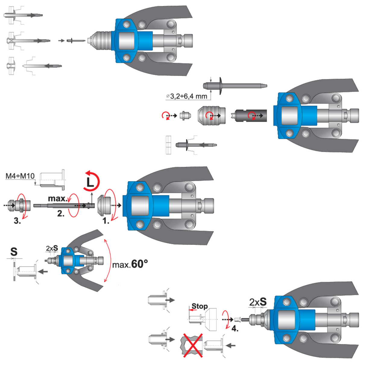 Set cleste pentru nituri pop Unior
