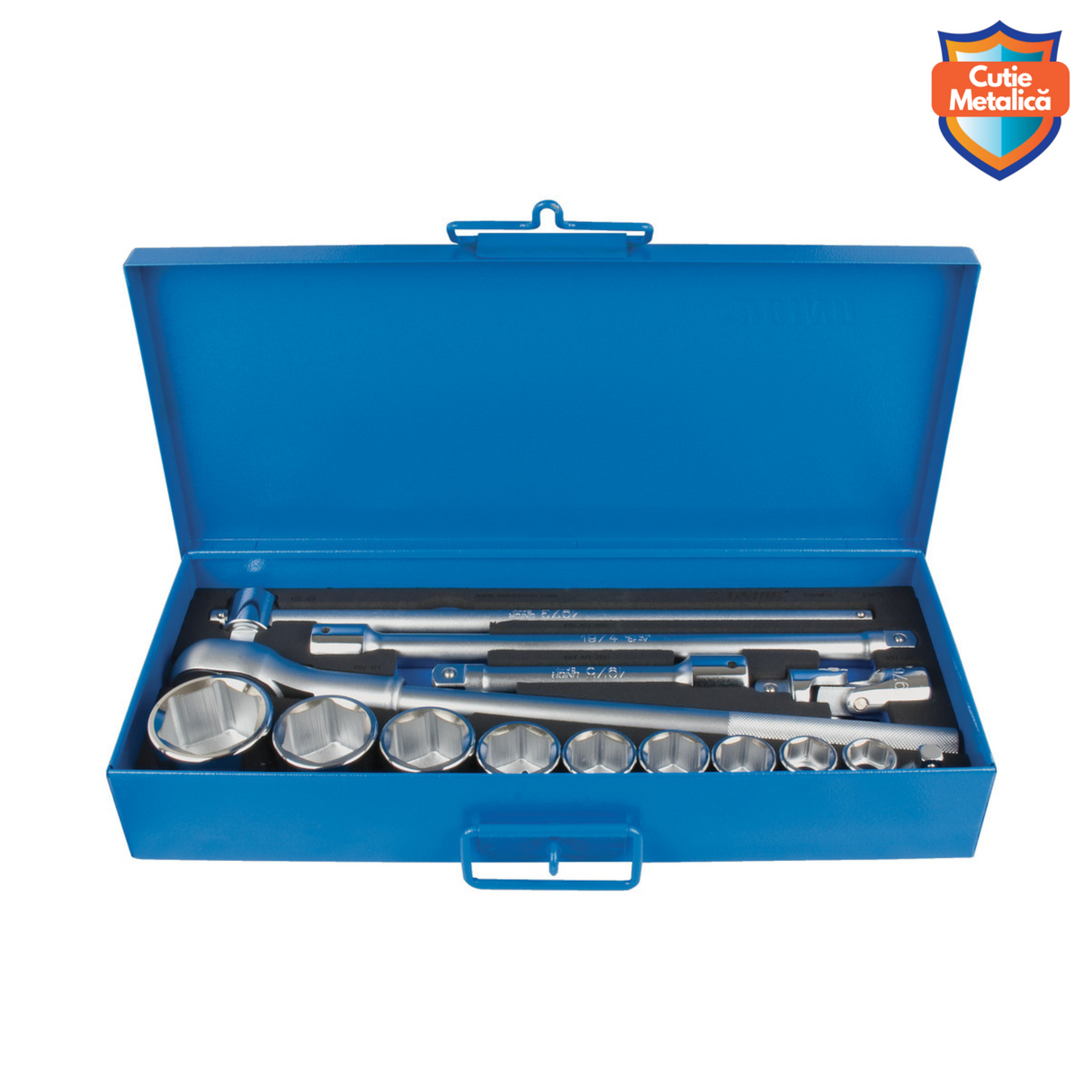 Set chei tubulare 3/4" + antrenor clichet si accesorii Unior - 15 piese