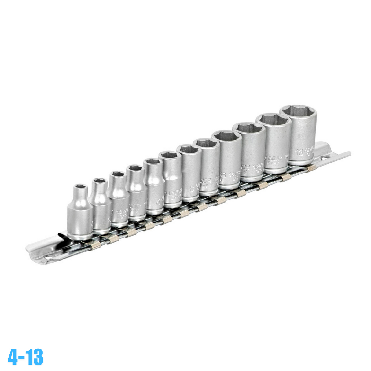 Set chei tubulare 1/4" pe sina Unior - 12 piese