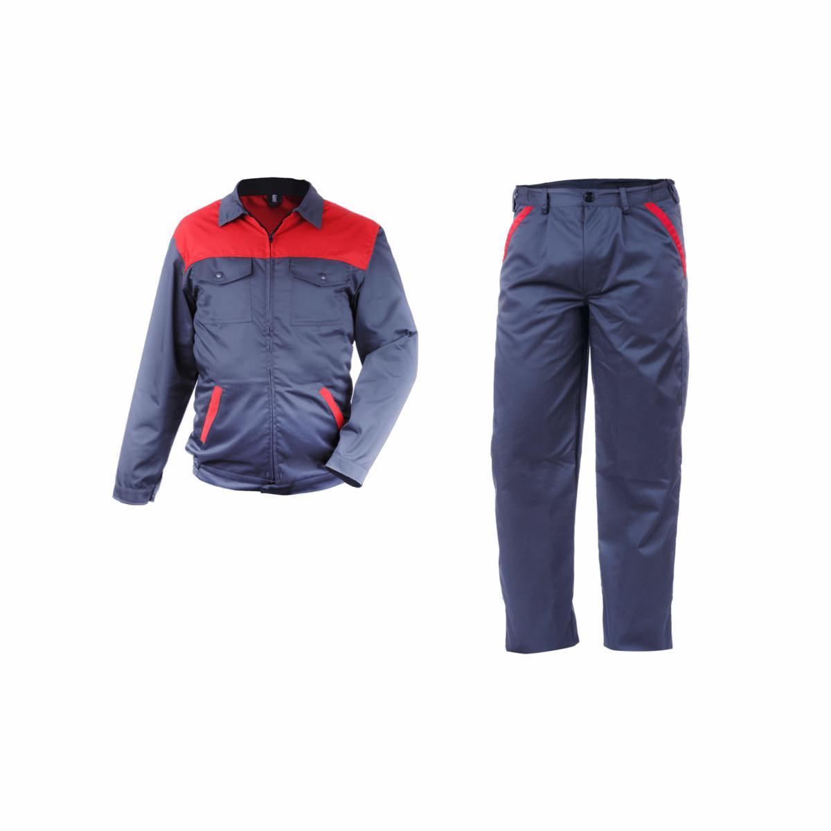 Salopeta de lucru Mecano cu pantaloni talie - 245 g/m2, Gri/Rosu