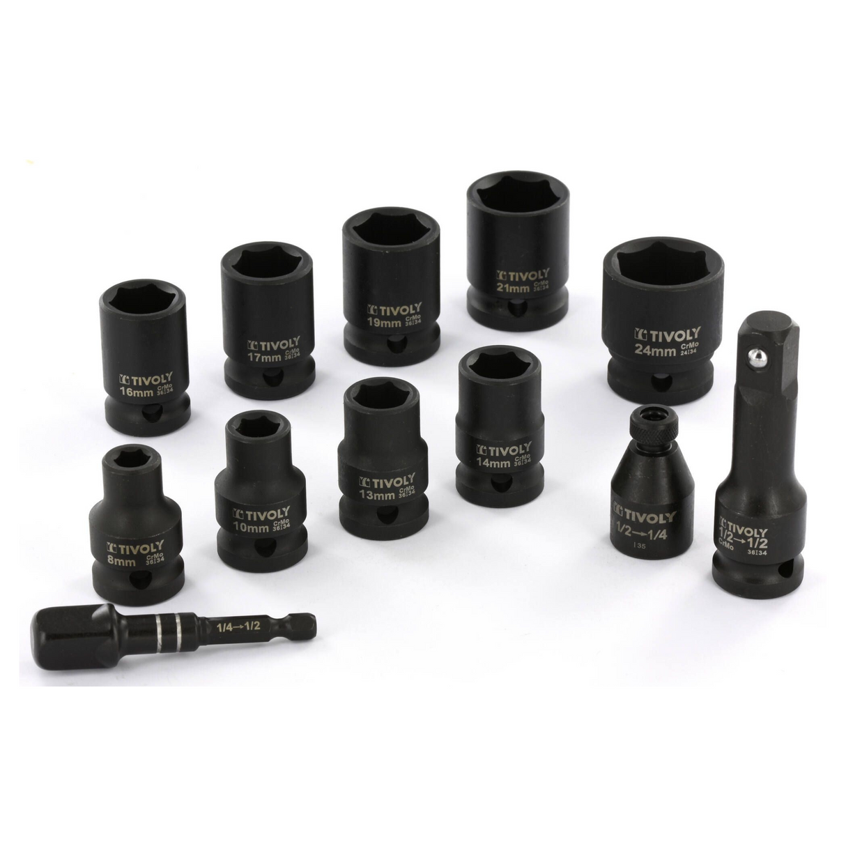 Set chei tubulare de impact 1/2" Tivoly - 12 piese